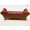 Picture of Solid Carved Wood 3 Seater Leather Sofa Loveseat Bench