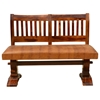 Picture of Solid Wood & Leather Trestle Upholstered Bench