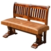 Picture of Solid Wood & Leather Trestle Upholstered Bench