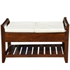 Picture of Solid Wood Cushioned Storage Bench w Bottom Rack