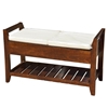 Picture of Solid Wood Cushioned Storage Bench w Bottom Rack