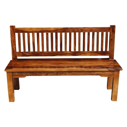 Picture of Solid Wood Rustic 57" Bench w Back