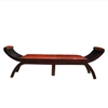 Picture of Mango Wood & Leather Chaise Lounge Bench