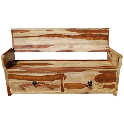 Picture of Solid Wood Sofa Bench w Storage Drawers