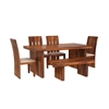 Picture of Cayman Rosewood 6 Seater Dining Table With Set Of 4 Chairs And 1 Bench In Honey Oak Finish