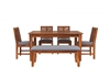 Picture of Alaca Rosewood 6 Seater Dining Table With Set Of 4 Chairs And 1 Bench In Honey Oak Finish