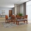 Picture of Alaca Rosewood 6 Seater Dining Table With Set Of 4 Chairs And 1 Bench In Honey Oak Finish