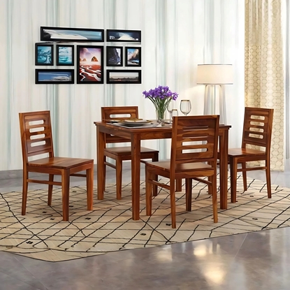 Picture of Claire Rosewood 4 Seater Dining Table With Set Of 4 Chairs In Honey Oak Finish