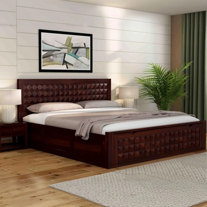 Picture of Rickman Solid Wood King Size Drawer And Box Storage Bed In Walnut Finish